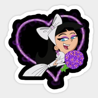 Trixie Tang Wedding Dress Flowers Couple Cute Heart Glow Sticker